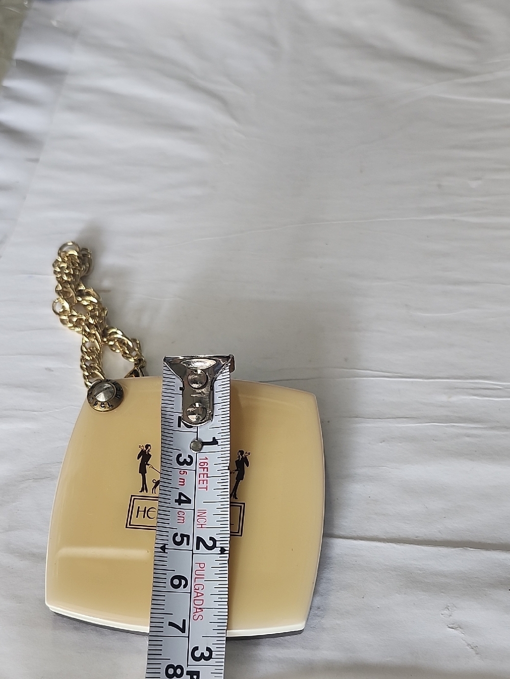 Henri Bendel Compact Mirror with Gold Chain - Cream - Picture 6 of 6